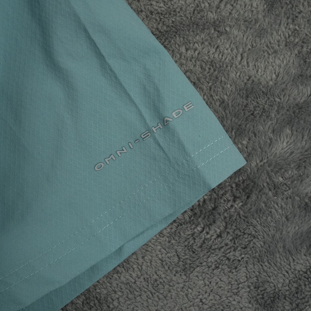 Columbia PFG Button Up Shirt Mens L Blue Green Omni-Shade Ripstop Vented Fishing - Picture 4 of 11